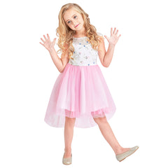 Girls Dress Sequin Backless Floral Hollow Back Lace Wedding Size 3-14 Years