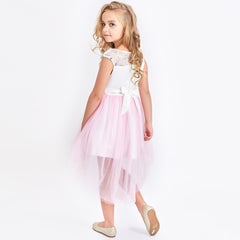 Girls Dress Sequin Backless Floral Hollow Back Lace Wedding Size 3-14 Years