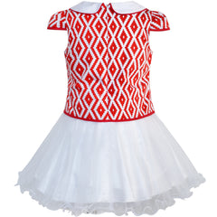 Girls Dress Lace Stripe Collar Party Size 4-14 Years