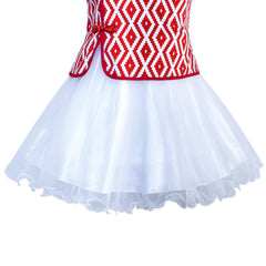 Girls Dress Lace Stripe Collar Party Size 4-14 Years