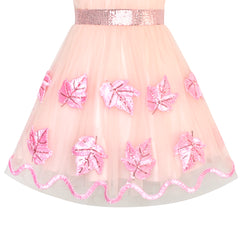 Flower Girls Dress Lace Sequins Sparkling Wedding Bridesmaid Size 5-12 Years