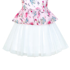 Girls Dress Lace Stripe Collar Party Size 4-14 Years
