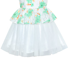 Girls Dress Lace Stripe Collar Party Size 4-14 Years