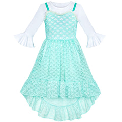 Girls Dress Lace Floral Hi-low Off Shoulder Pageant Bridesmaid Size 4-12 Years