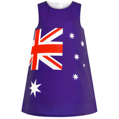 Girls Dress Australia National Flag National Day Color Contrast Size 4-14 Years