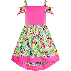 Girls Dress Vintage Floral Lace O Neck Sleeveless Bow Size 4-14 Years