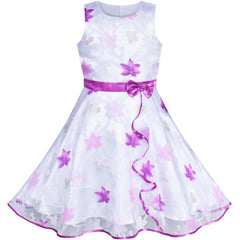 3 Layers Girls Dress flower Wave Pageant Bridesmaid Size 4-12 Years