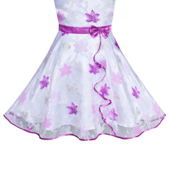 3 Layers Girls Dress flower Wave Pageant Bridesmaid Size 4-12 Years