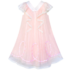 Girls Dress Sleeveless Halter Flower Multi Layer Chiffon Size 3-14 Years