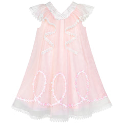 Girls Dress Sleeveless Halter Flower Multi Layer Chiffon Size 3-14 Years