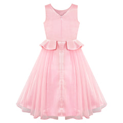 Flower Girls Dress Peach Ruffle Butterfly Wedding Bridesmaid Size 6-14 Years