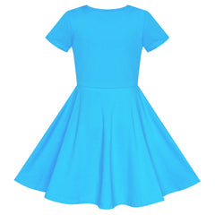 Girls Dress Cotton Unicorn Sequin Short Sleeve Casual Size 3-12 Years