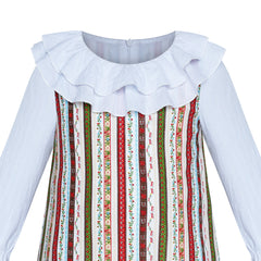 Girls Dress Flower Long Sleeve Cotton Causal Dress Size 3-12 Years