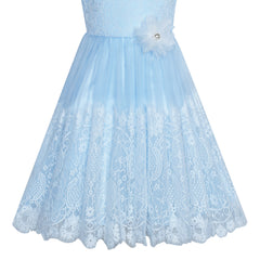 Flower Girl Dress Lace Hi-low Skirt Wedding Pageant Size 6-14 Years