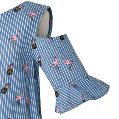 Girls Cold Shoulder Dress Denim Cowboy 3/4 Sleeve Size 2-12 Years