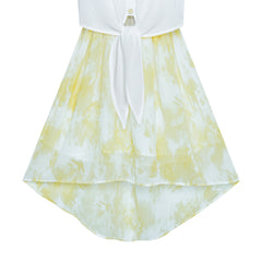 Girls Dress Chiffon Floral High-Low Tie Waist Party Princess Size 7-14 Years