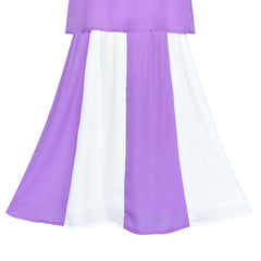 Girls Dress Turn-Down Collar Flower Chiffon Party Size 6-14 Years