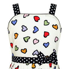 Girls Dress Heart Print Size 4-12 Years Christmas