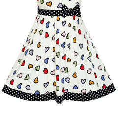 Girls Dress Heart Print Size 4-12 Years Christmas