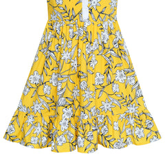 Girls Dress Water Ripple Flower Tank Vintage Dress Size 4-12 Years