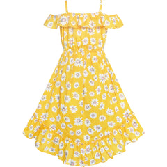 Girls Dress Flower Asymmetrical Hem Skirt Tank Dress Size 6-14 Years