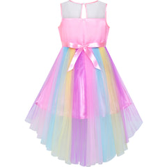 Girls Dress Sequin Backless Floral Hollow Back Lace Wedding Size 3-14 Years