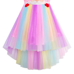 Girls Dress Sequin Backless Floral Hollow Back Lace Wedding Size 3-14 Years