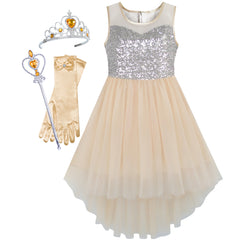Girls Dress Hi-low Magic Wand Princess Crown Dress Up Costume Size 4-14 Years
