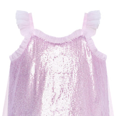 Girls Dress Shiny Glitter Sequin Color Block Sleeveless Size 4-10 Years