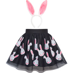 Girls Dress Easter Egg Hunter Bunny Skirt Rabbit Bunny Headband Size 2-10 Years