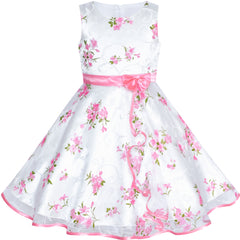 3 Layers Girls Dress flower Wave Pageant Bridesmaid Size 4-12 Years