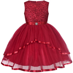 Flower Girls Dress Belted Wedding Party Bridesmaid Size 4-14 Years