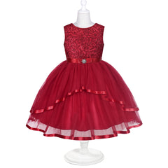 Flower Girls Dress Belted Wedding Party Bridesmaid Size 4-14 Years