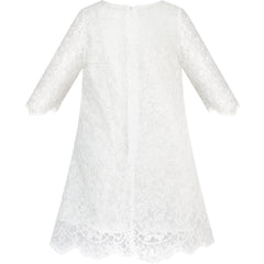 Girls Dress Flower Lace Collar Skirt Dress Size 4-14 Years