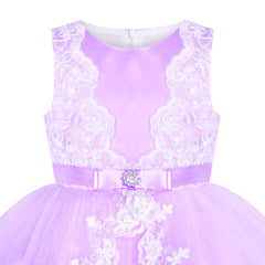 Flower Girl Dress Lace Hi-low Skirt Wedding Pageant Size 6-14 Years