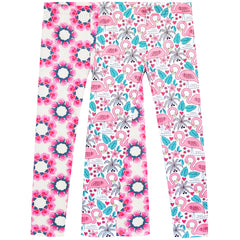 Girls Pants 3-Pack Cotton Leggings Lace Stretchy Kids Toddler Size 2-8 Years