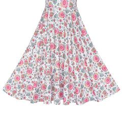 Girls Dress Floral Maxi Dress Open Back Bow Tie Casual Size 4-10 Years