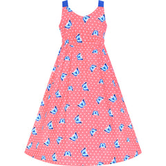 Girls Dress Tie Back Flower Casual Dress Party Size 4-14 Years