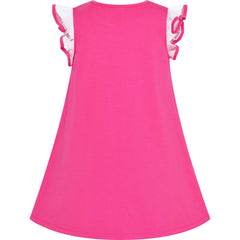 Girls Dress Cotton Casual Star Embroidered Violet Size 3-7 Years