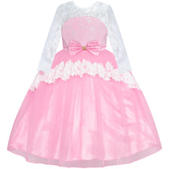 Flower Girl Dress Lace Hi-low Skirt Wedding Pageant Size 6-14 Years