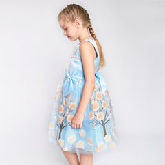 Girls Dress Bow Tie Color Contrast Size 4-12 Years