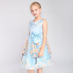 Girls Dress Bow Tie Color Contrast Size 4-12 Years