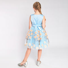 Girls Dress Bow Tie Color Contrast Size 4-12 Years