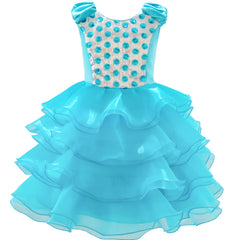 Girls Dress Ruffles Tulle Tiered Dress Sequin Party Birthday Princess Size 4-12 Years