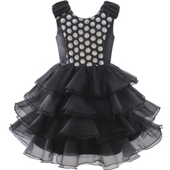 Girls Dress Ruffles Tulle Tiered Dress Sequin Party Birthday Princess Size 4-12 Years