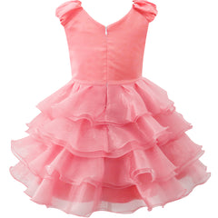 Girls Dress Ruffles Tulle Tiered Dress Sequin Party Birthday Princess Size 4-12 Years