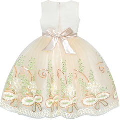 Flower Girls Dress Tiered Skirt Bridesmaid Wedding Size 4-12 Years