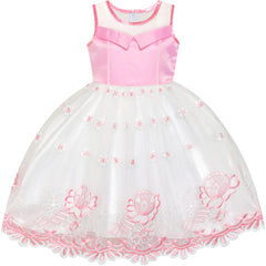 Flower Girls Dress Tiered Skirt Bridesmaid Wedding Size 4-12 Years