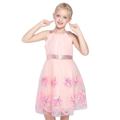 Girls Dress Butterfly Embroidered Halter Dress Party Size 5-12 Years