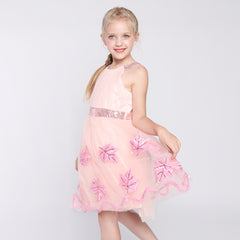 Girls Dress Butterfly Embroidered Halter Dress Party Size 5-12 Years